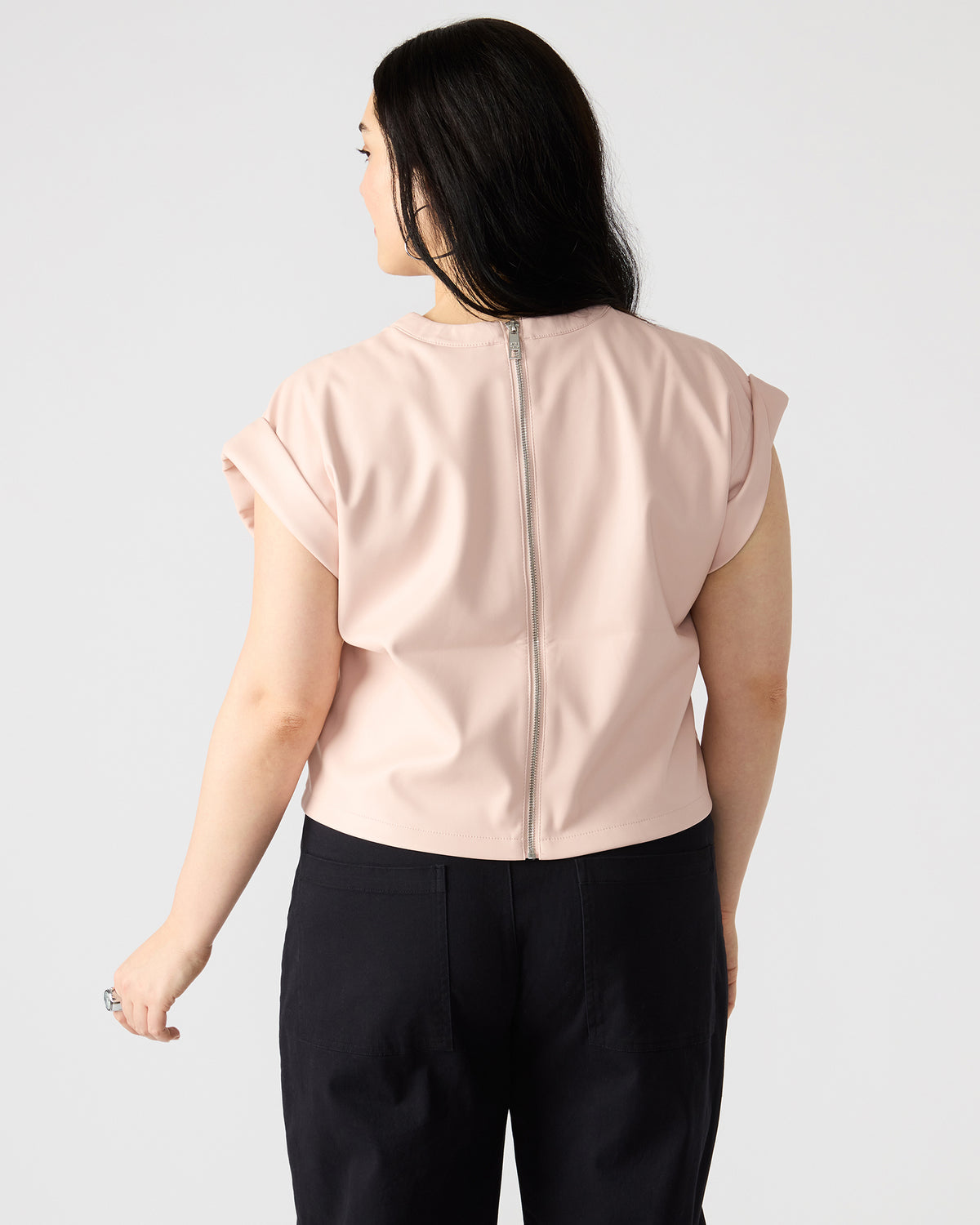 CAT Rose Women's Short-Sleeved Faux Leather Top Steve Madden ROSE