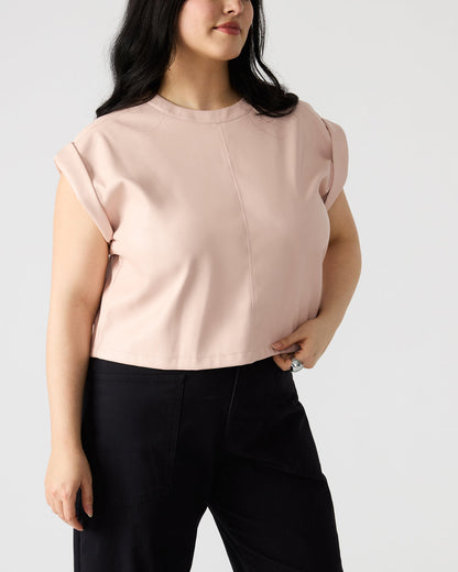 CAT Rose Women's Short-Sleeved Faux Leather Top Steve Madden ROSE