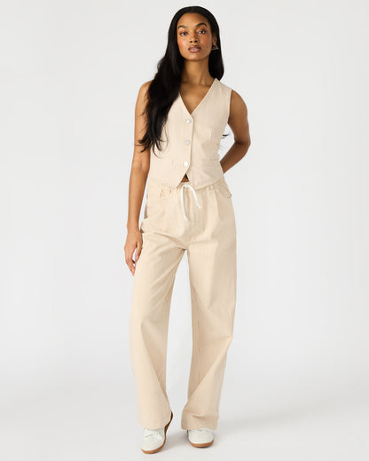 SELENE Khaki Women's Button-Up Sleeveless Fabric Vest Top Steve Madden KHAKI FAB