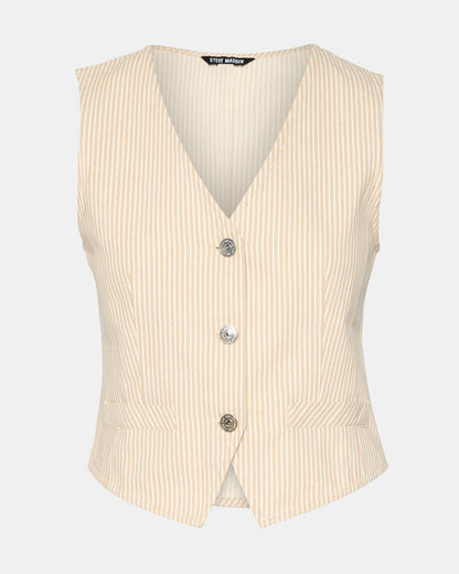 SELENE Khaki Women's Button-Up Sleeveless Fabric Vest Top Steve Madden KHAKI FAB