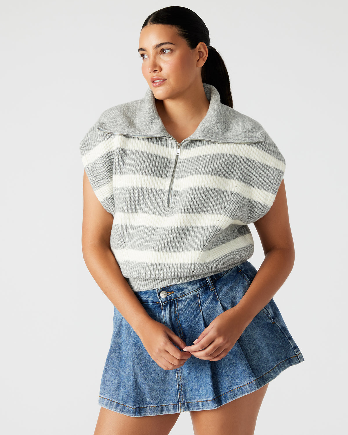 EASTON Sweater Grey | Sleeveless Hooded Sweater Steve Madden GREY
