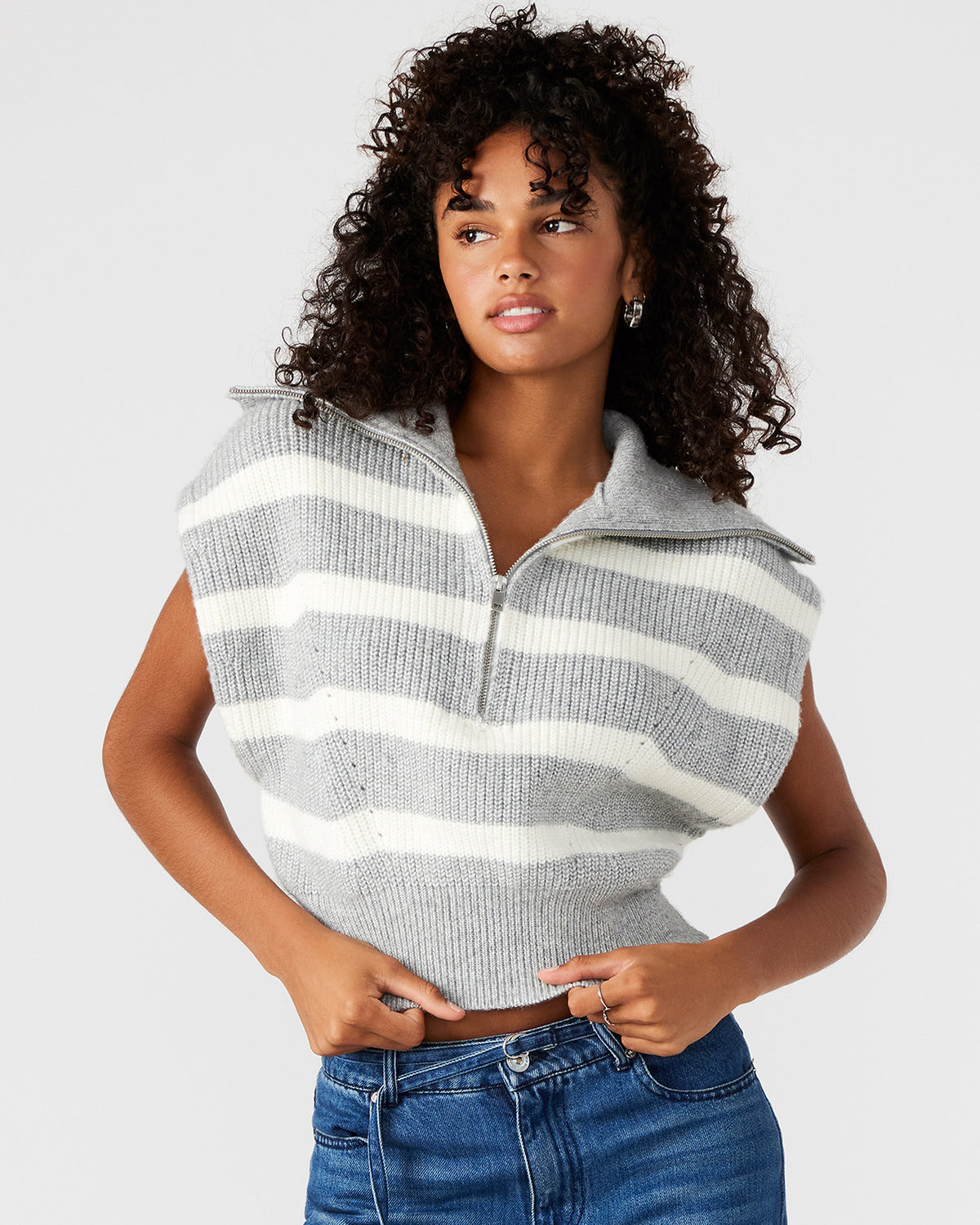 EASTON Sweater Grey | Sleeveless Hooded Sweater Steve Madden GREY