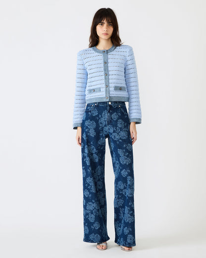 JAXON Rose Frost Wide-Leg Denim Floral Print Women's Jeans Steve Madden ROSE FROST