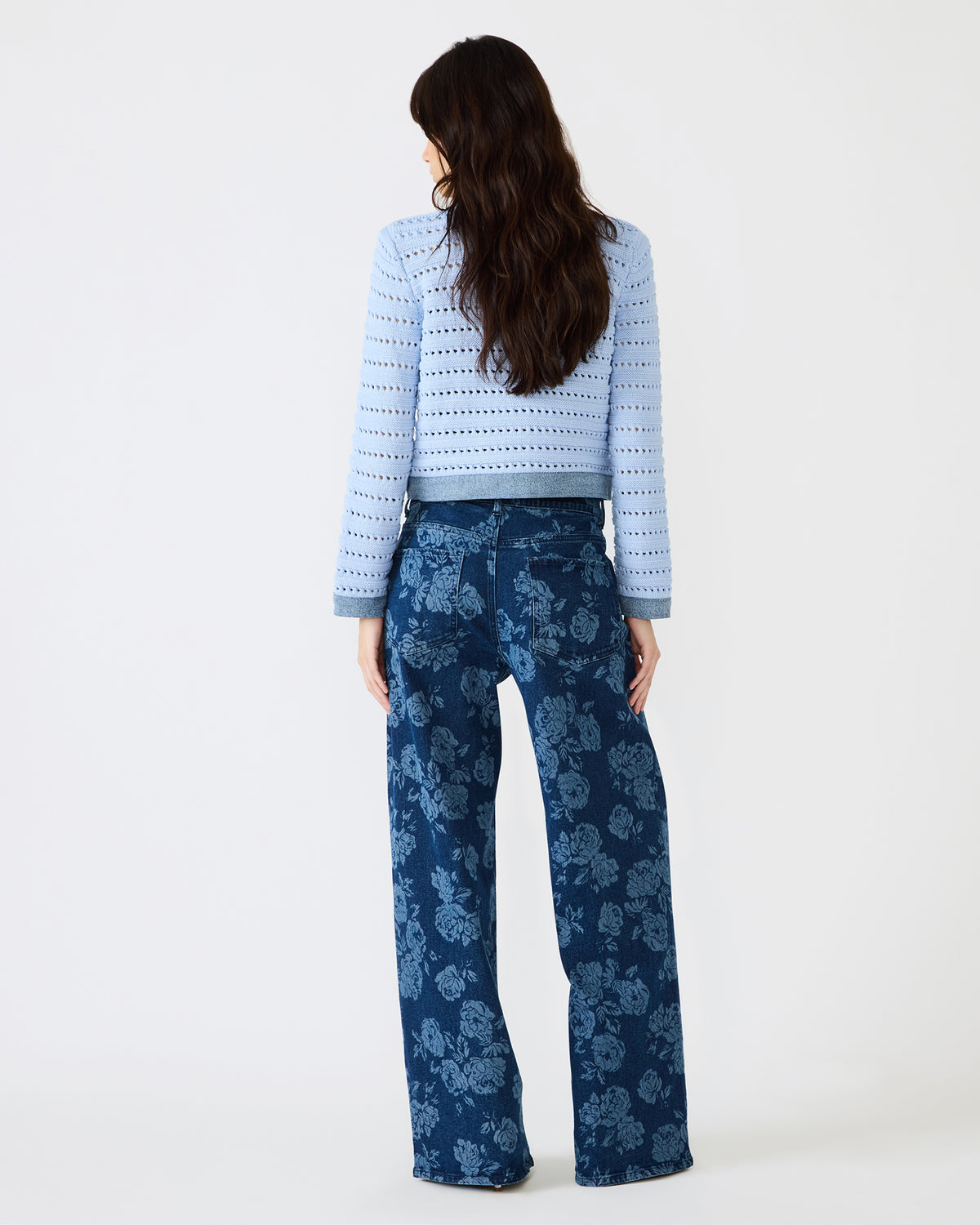 JAXON Rose Frost Wide-Leg Denim Floral Print Women's Jeans Steve Madden ROSE FROST