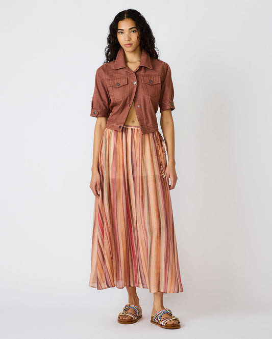 SHILLOH Stripe Detail Flowy Women's Maxi Skirt Steve Madden STRIPE MULTI