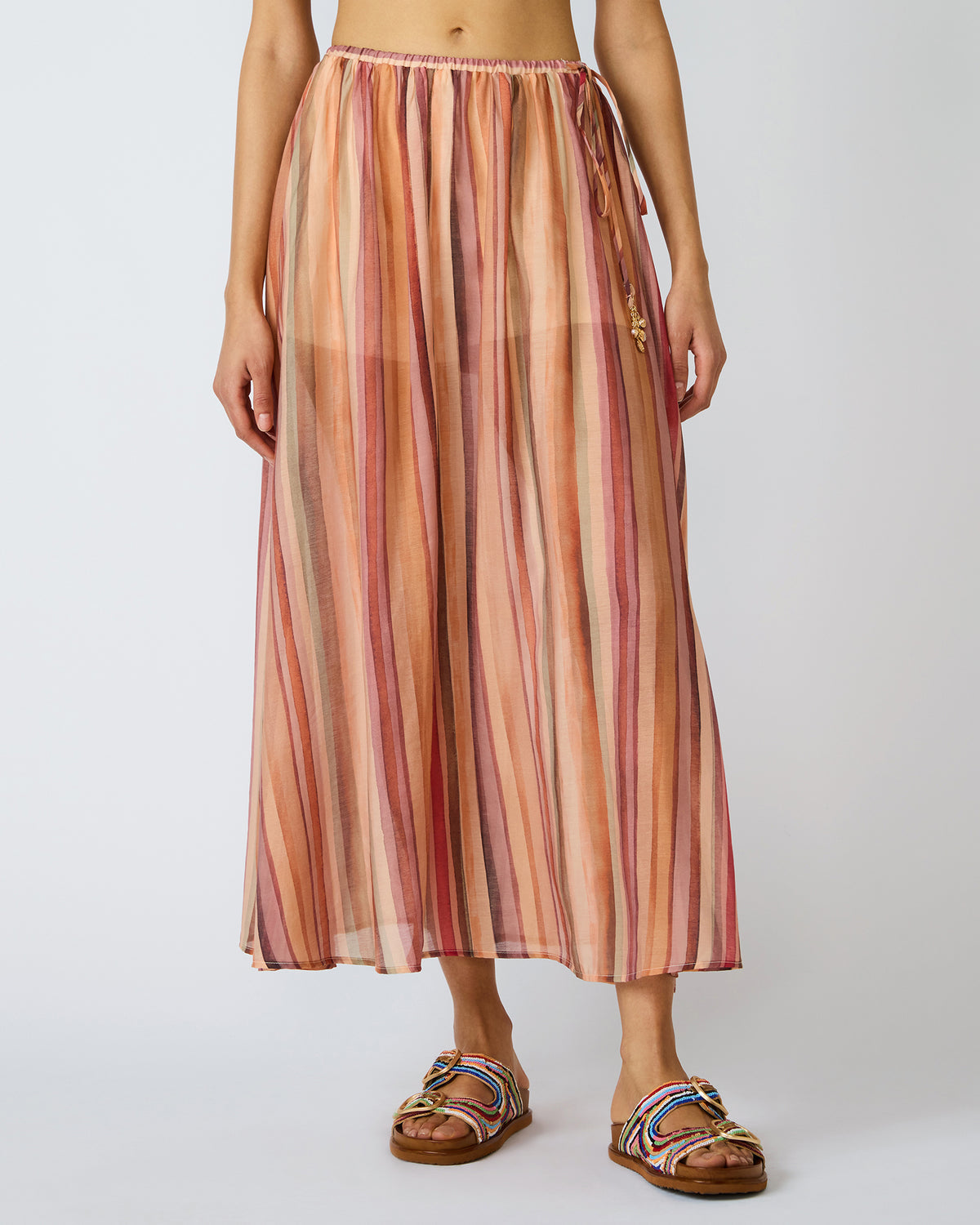 SHILLOH Stripe Detail Flowy Women's Maxi Skirt Steve Madden STRIPE MULTI