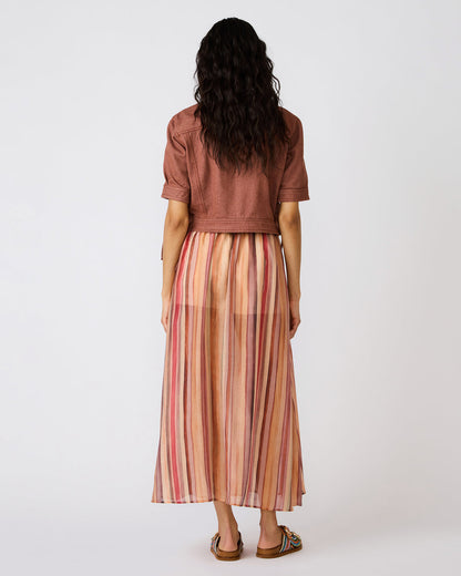 SHILLOH Stripe Detail Flowy Women's Maxi Skirt Steve Madden STRIPE MULTI