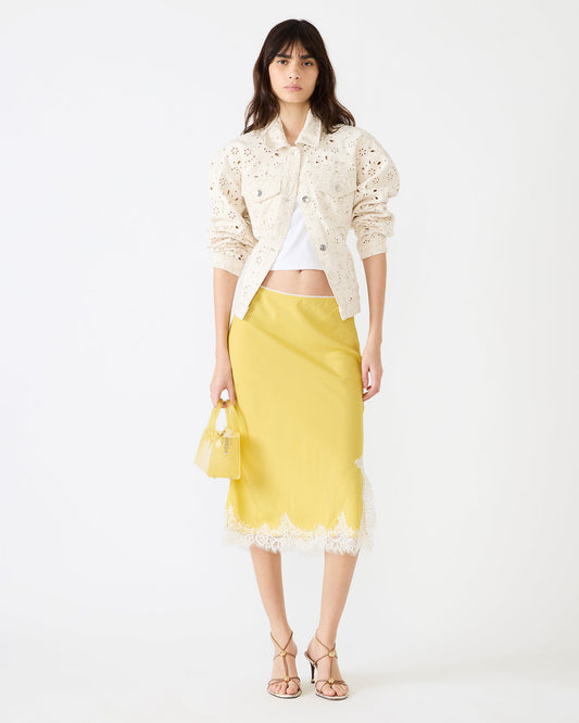 CINTHIA Golden Lime Lace Trime Women's Midi Skirt Steve Madden GOLDEN LIME