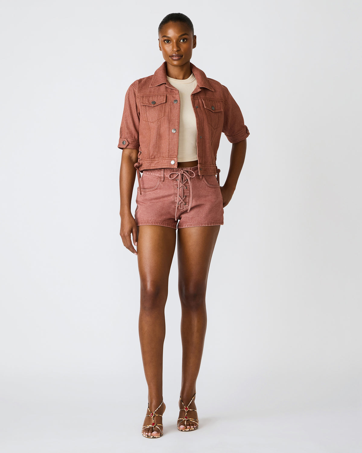 CALLISTO Rust Lace-Up Denim Women's Shorts Steve Madden RUST