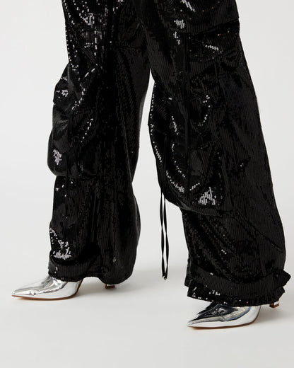 DUO Black Sequin Women's Utility Cargo Pants Steve Madden BLACK