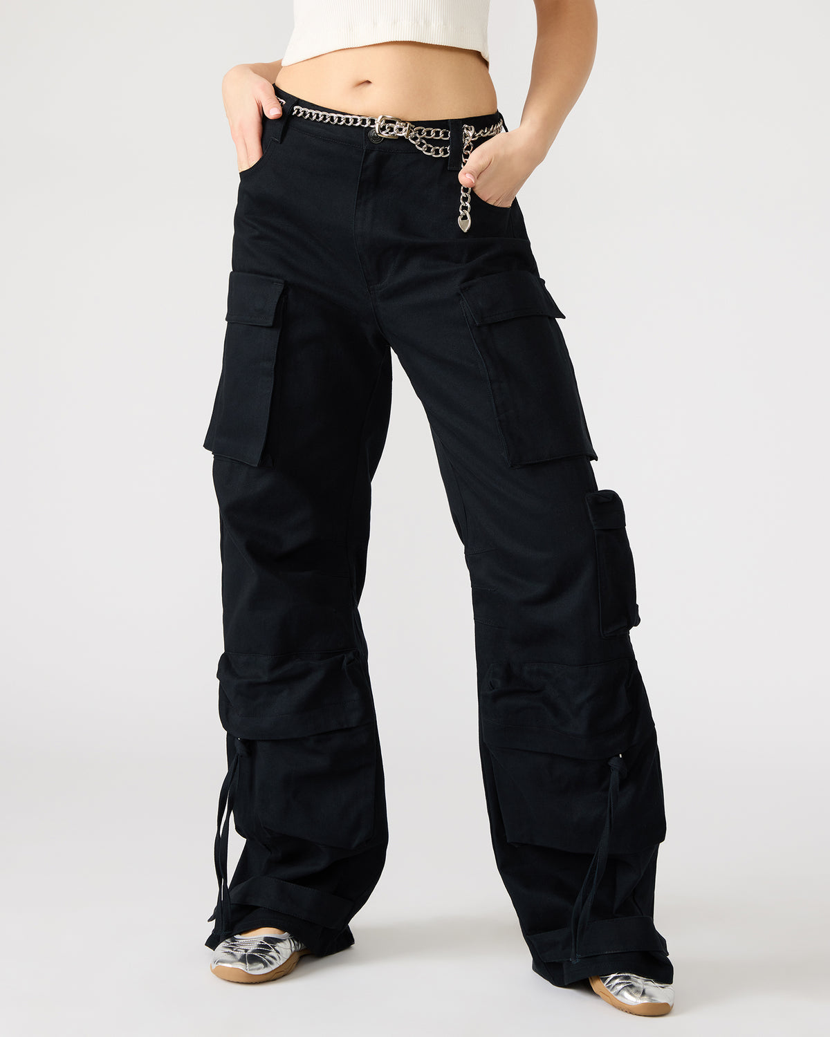 DUO Black Women's Utility Cargo Pants Steve Madden BLACK