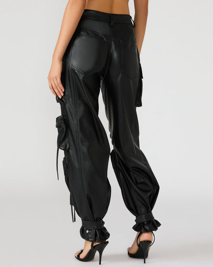Vegan Leather Duo Black Women's Utility Cargo Pants Steve Madden BLACK