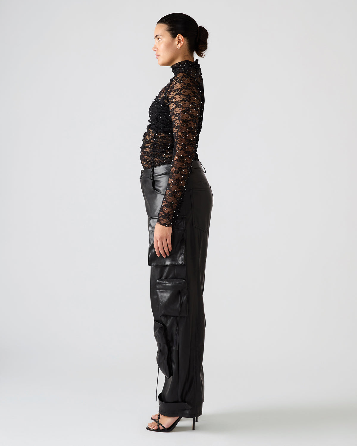 Vegan Leather Duo Black Women's Utility Cargo Pants Steve Madden BLACK