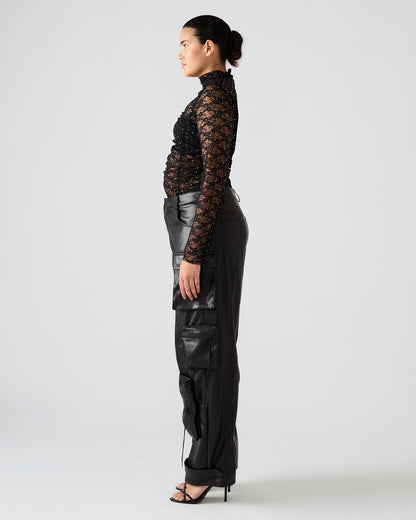 Vegan Leather Duo Black Women's Utility Cargo Pants Steve Madden BLACK