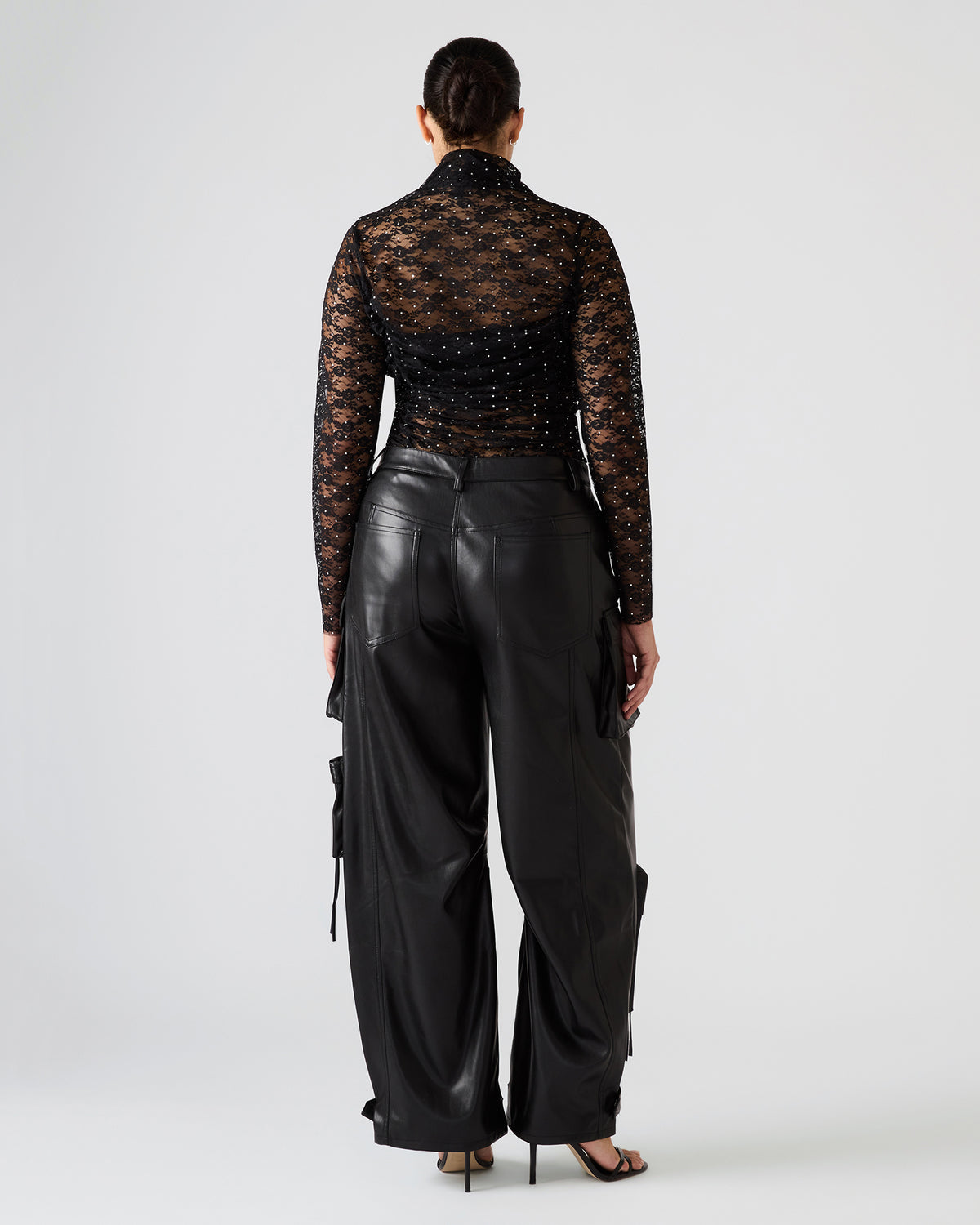 Vegan Leather Duo Black Women's Utility Cargo Pants Steve Madden BLACK