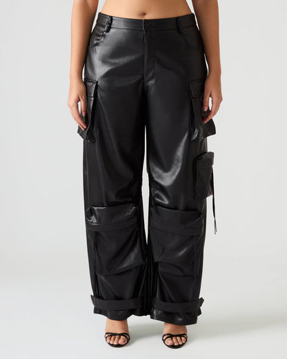 Vegan Leather Duo Black Women's Utility Cargo Pants Steve Madden BLACK