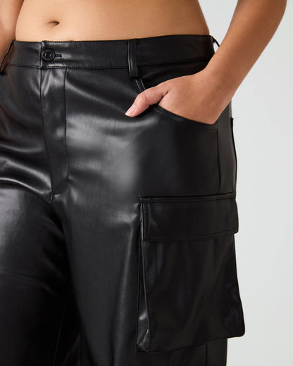 Vegan Leather Duo Black Women's Utility Cargo Pants Steve Madden BLACK