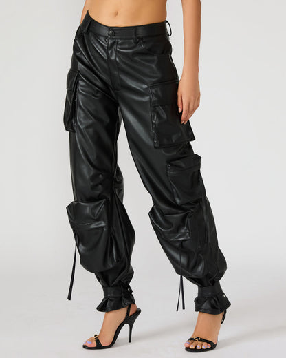 Vegan Leather Duo Black Women's Utility Cargo Pants Steve Madden BLACK