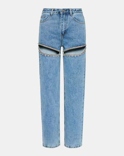 TAYLOR Jean Rhinestone Women's Cutout Jeans Steve Madden DENIM FABRIC