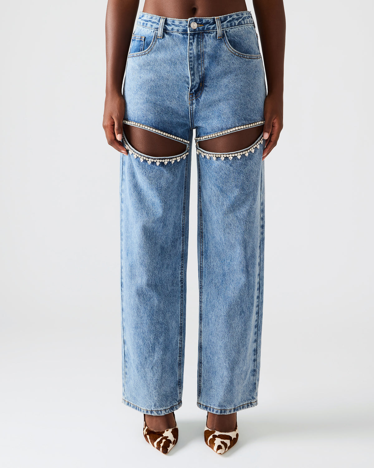 TAYLOR Jean Rhinestone Women's Cutout Jeans Steve Madden DENIM FABRIC