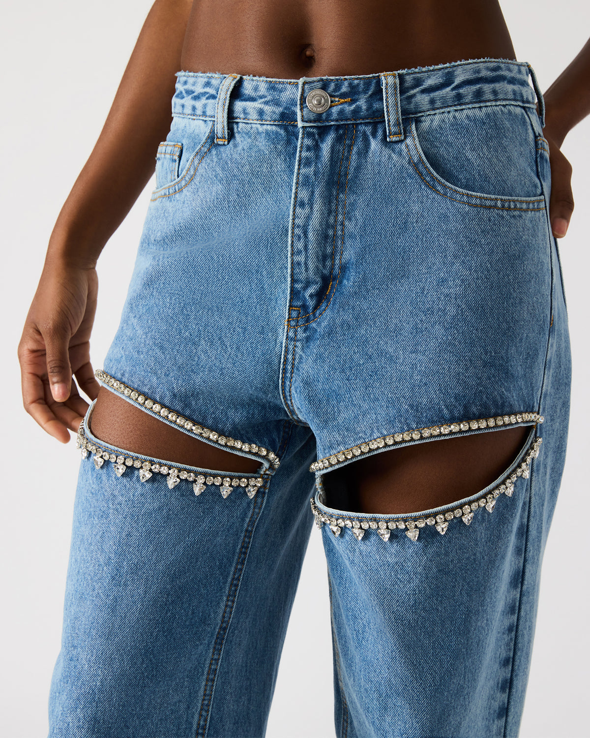TAYLOR Jean Rhinestone Women's Cutout Jeans Steve Madden DENIM FABRIC