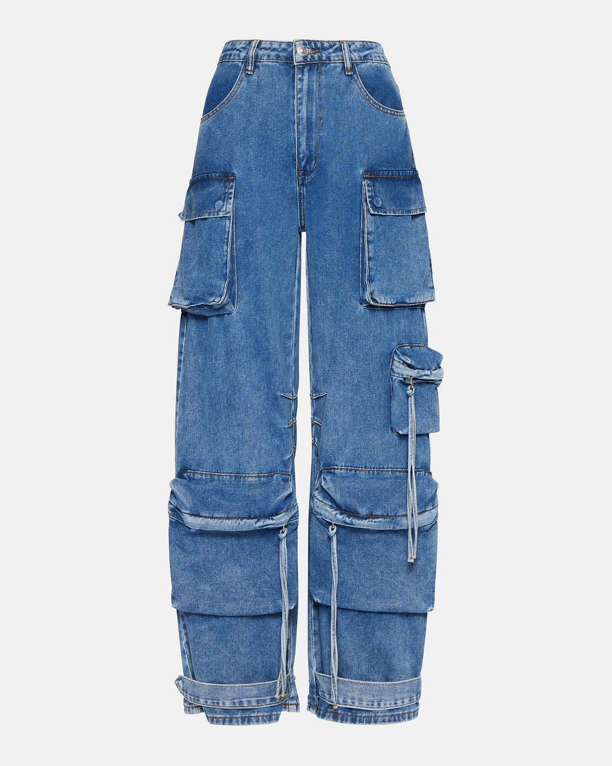 DUO Medium Denim Women's Utility Cargo Pants Steve Madden DENIM MULTI