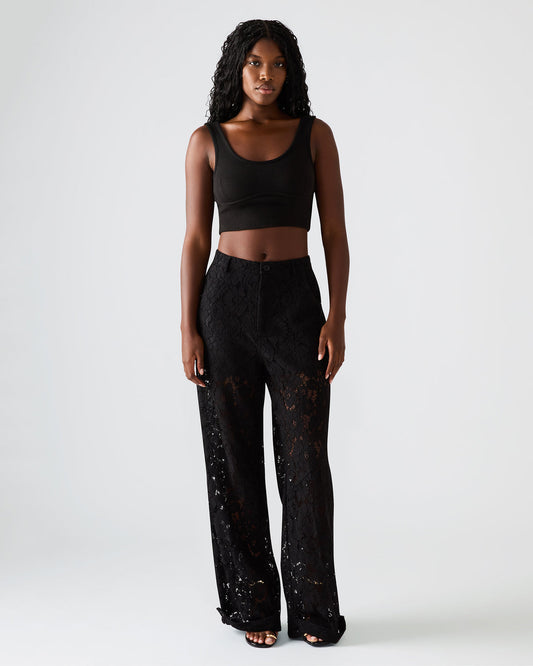 TRE Lace Black Mesh Barrel Low-Rise Women's Pant Steve Madden BLACK