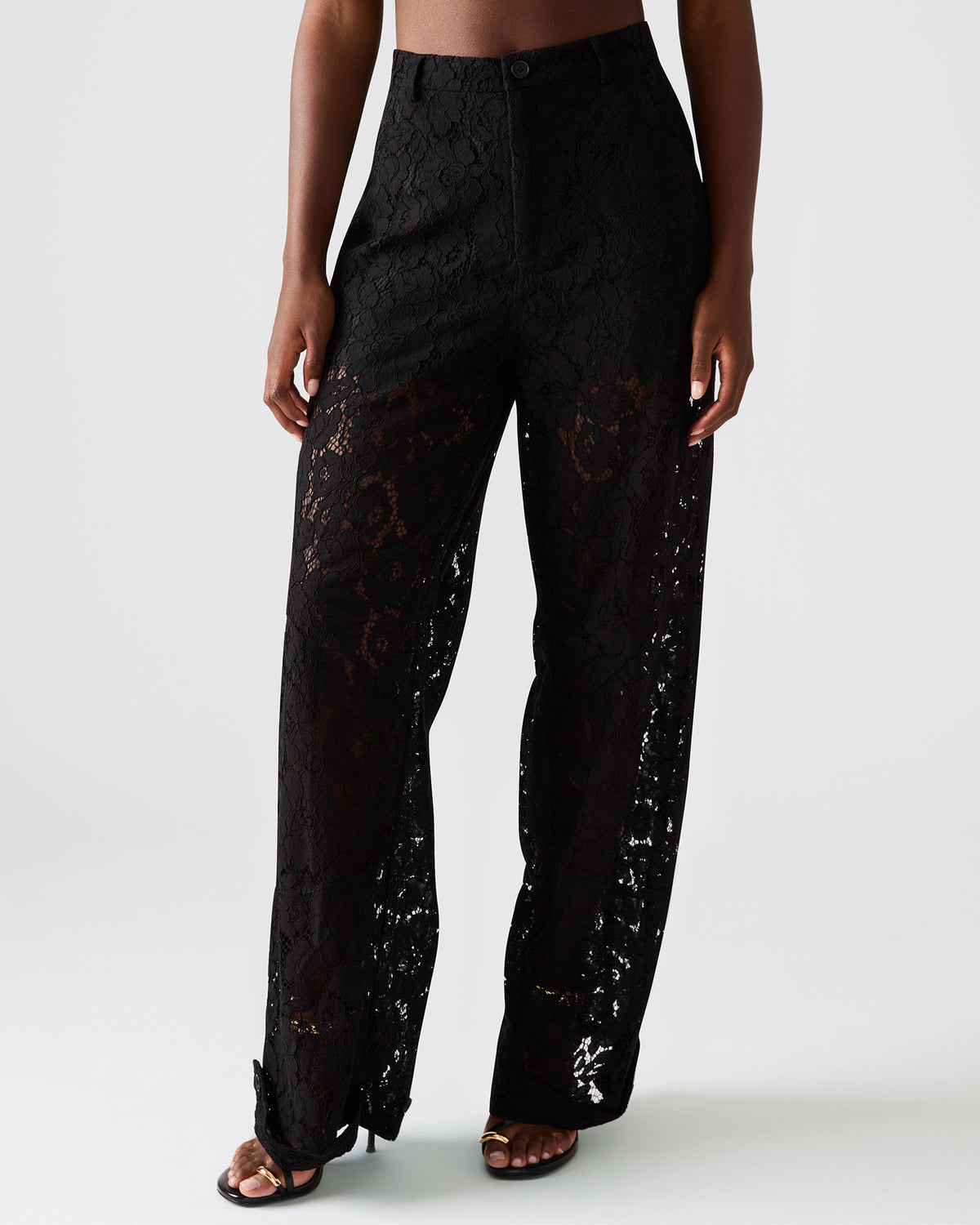 TRE Lace Black Mesh Barrel Low-Rise Women's Pant Steve Madden BLACK