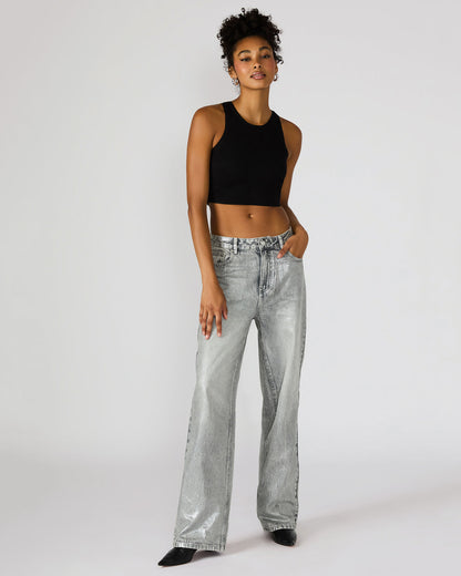 ZO Silver Straight-Leg Metallic Women's Jeans Steve Madden SILVER