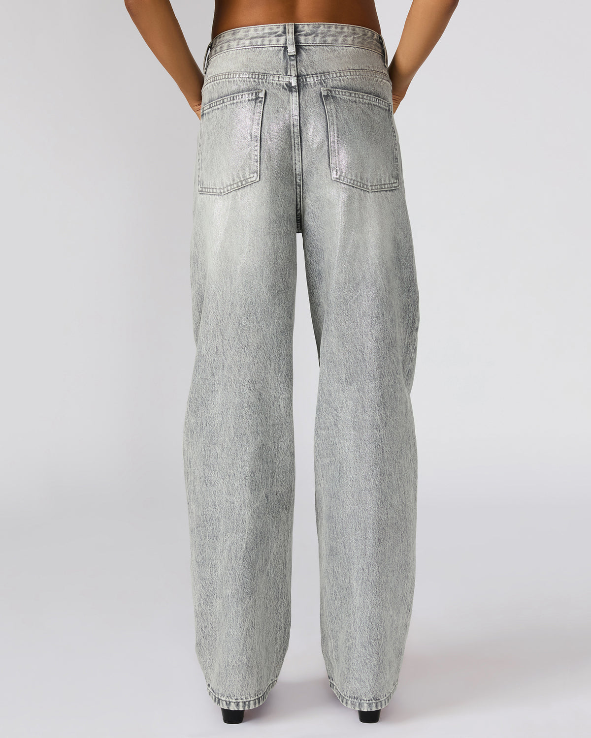 ZO Silver Straight-Leg Metallic Women's Jeans Steve Madden SILVER