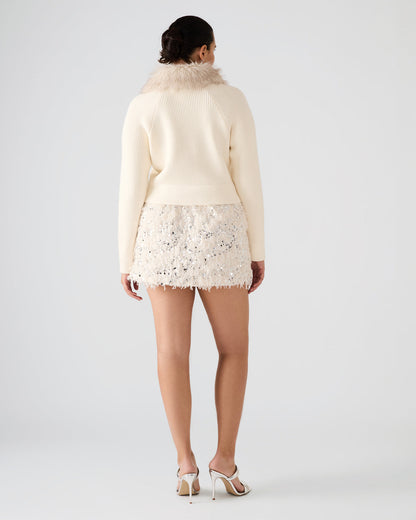 CINDI Ivory Feather Embellished Women's Skirt Steve Madden IVORY