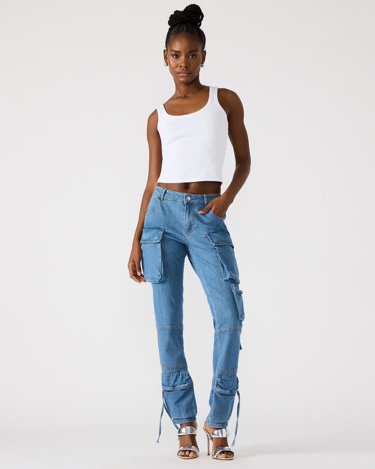 SKINNY DUO Denim Women's Skinny Cargo Pants Steve Madden DENIM FABRIC
