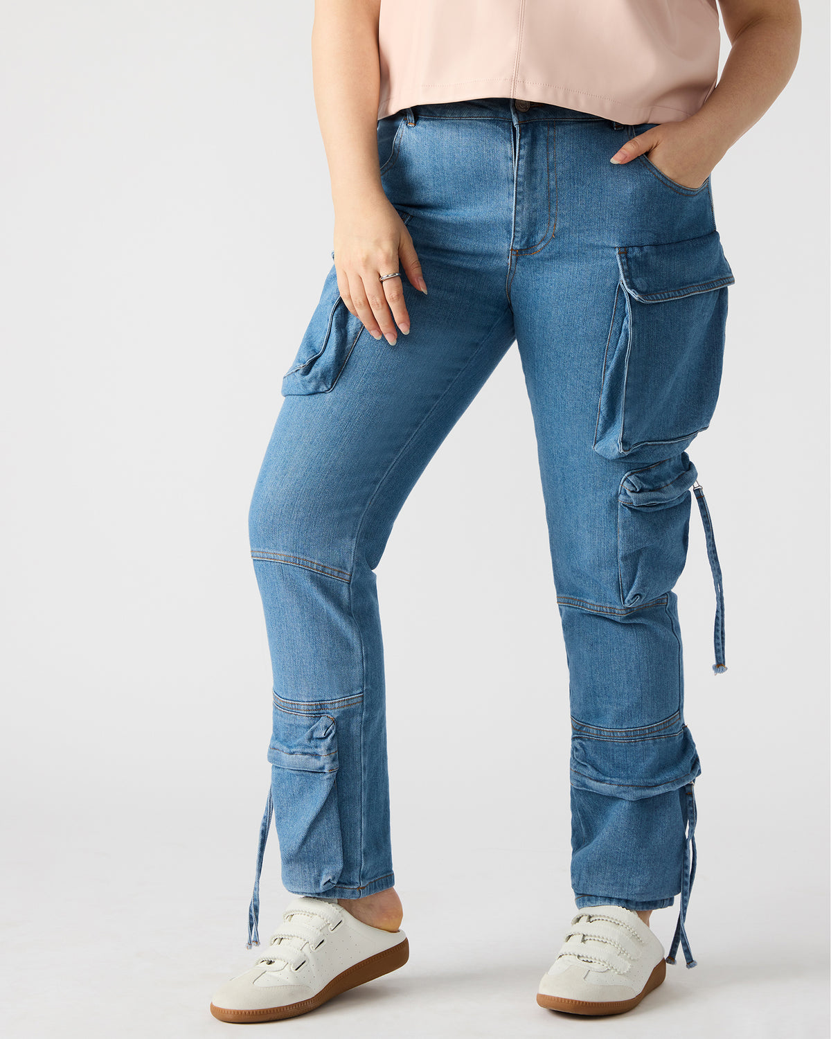 SKINNY DUO Denim Women's Skinny Cargo Pants Steve Madden DENIM FABRIC
