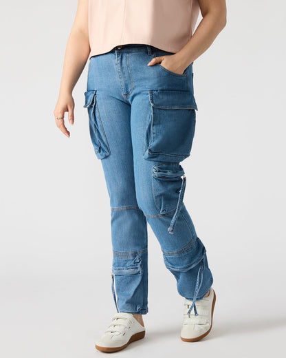 SKINNY DUO Denim Women's Skinny Cargo Pants Steve Madden DENIM FABRIC