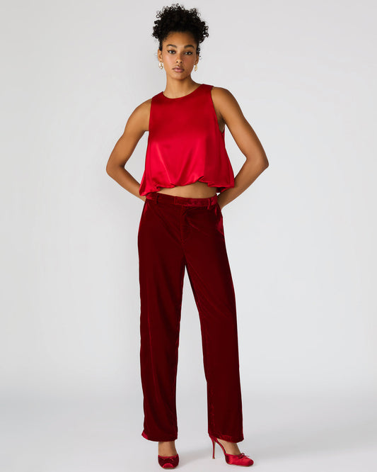 TONIA Red Velvet Wide-Leg Trouser Women's Pants Steve Madden RED VELVET
