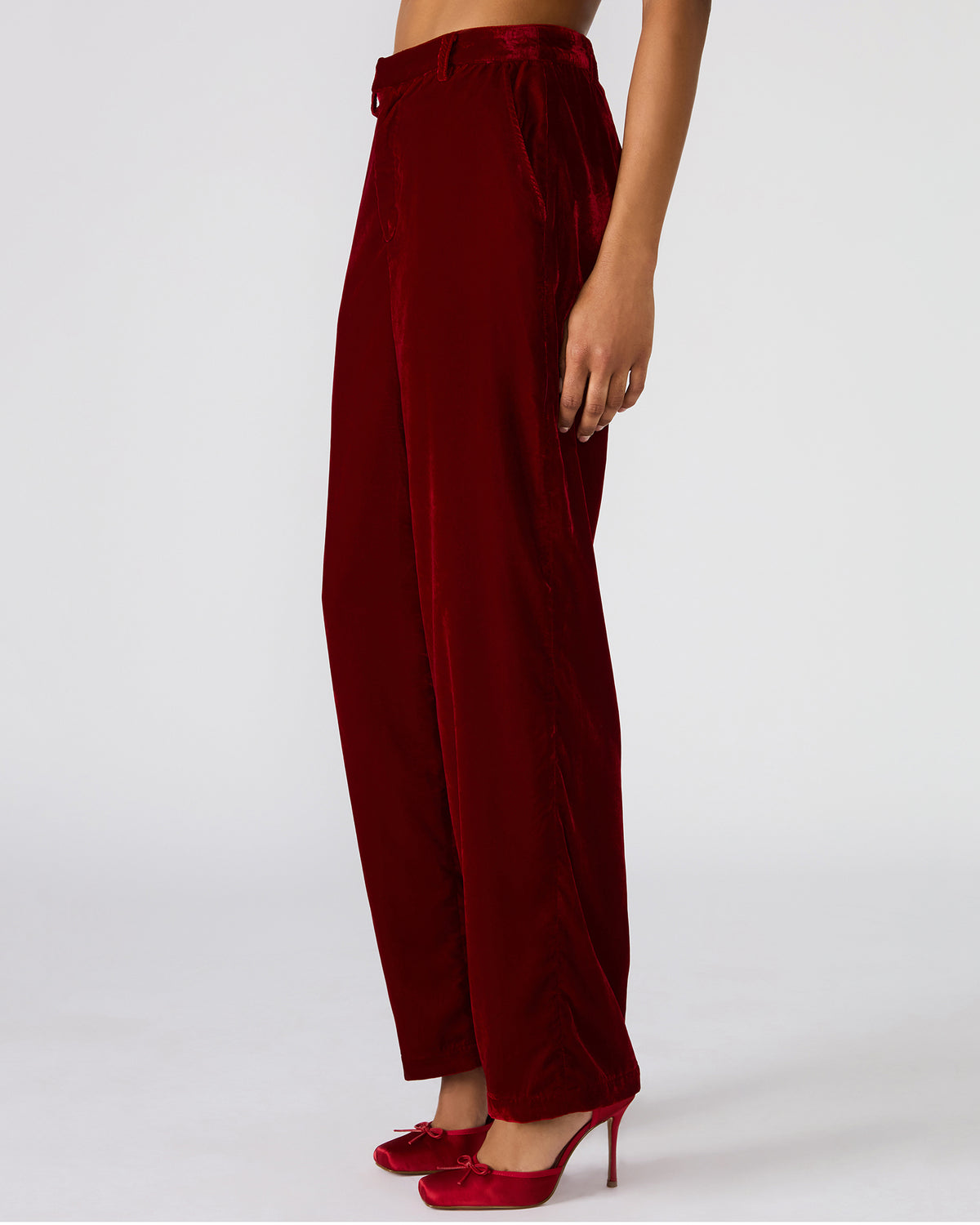 TONIA Red Velvet Wide-Leg Trouser Women's Pants Steve Madden RED VELVET