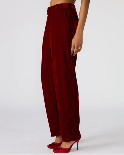 TONIA Red Velvet Wide-Leg Trouser Women's Pants Steve Madden RED VELVET