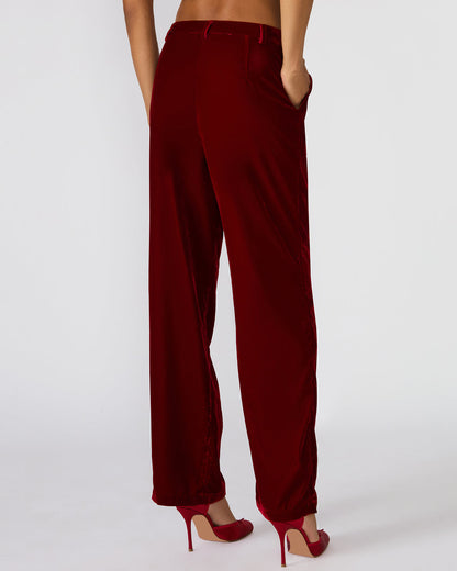 TONIA Red Velvet Wide-Leg Trouser Women's Pants Steve Madden RED VELVET