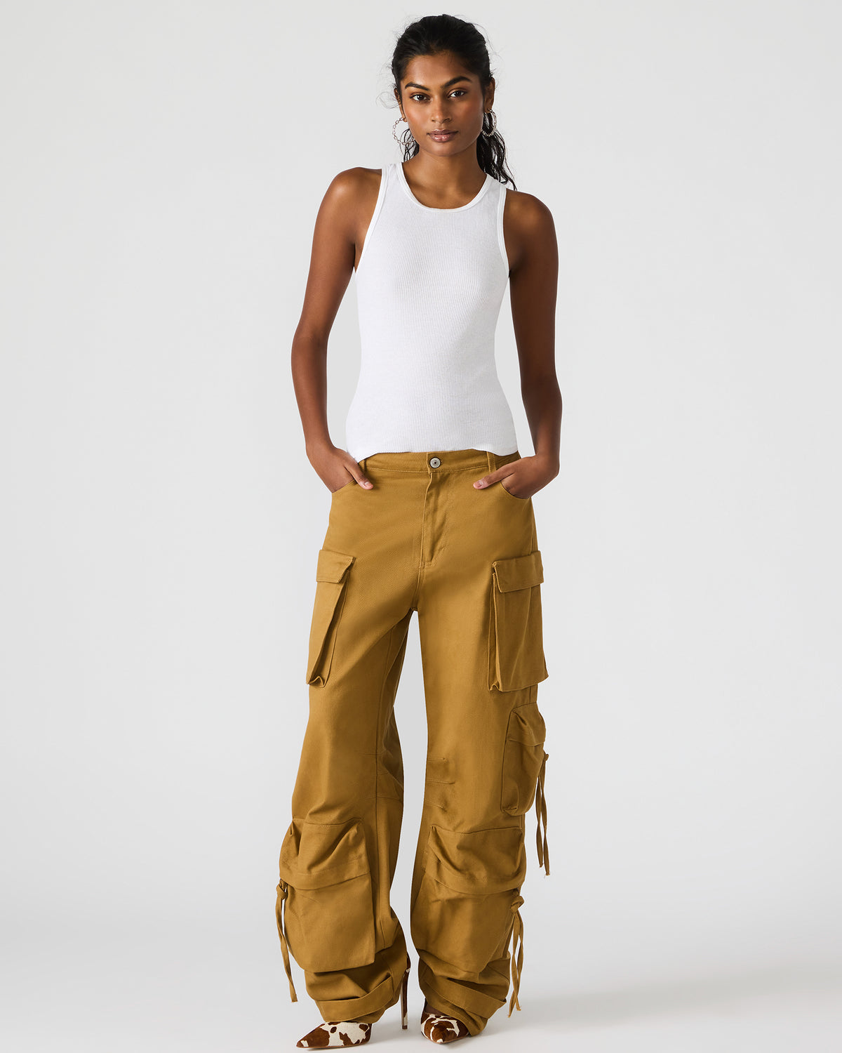 DUO Khaki Women's Utility Cargo Pants Steve Madden KHAKI FAB