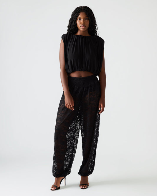 ALARA Black Lace Mesh Overlay Women's Pant Steve Madden BLACK