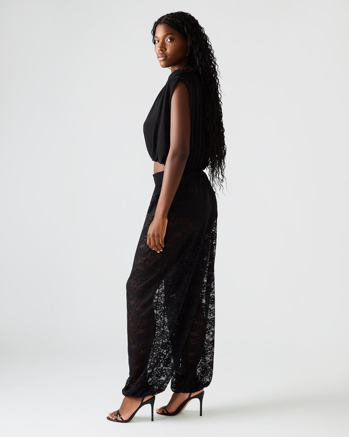 ALARA Black Lace Mesh Overlay Women's Pant Steve Madden BLACK