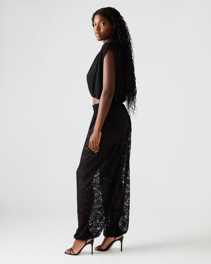 ALARA Black Lace Mesh Overlay Women's Pant Steve Madden BLACK