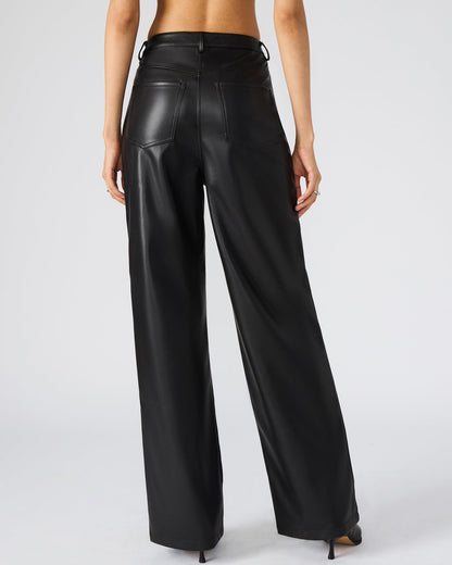 GERALDINE Black Faux Leather Straight-Leg Women's Pants Steve Madden BLACK