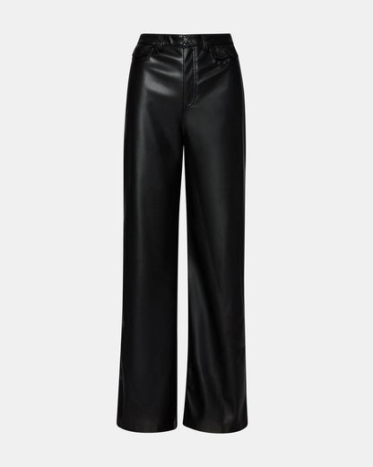 GERALDINE Black Faux Leather Straight-Leg Women's Pants Steve Madden BLACK