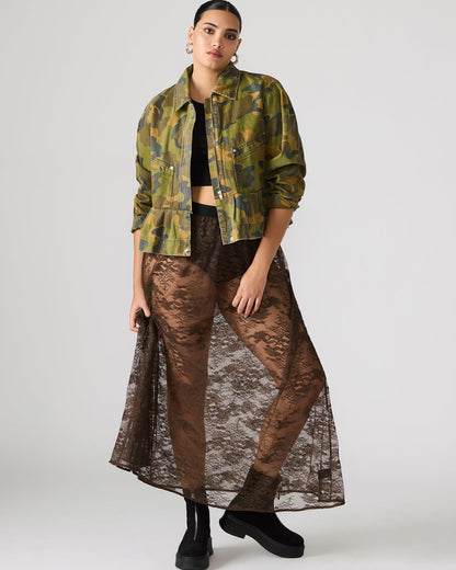 GISELA Dark Espresso Lace Mesh Maxi Women's Skirt Steve Madden DARK ESPRESSO