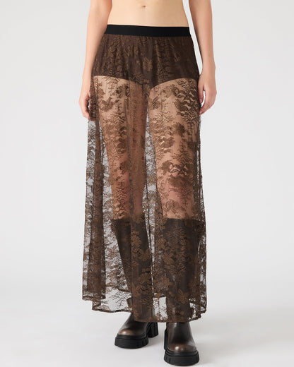 GISELA Dark Espresso Lace Mesh Maxi Women's Skirt Steve Madden DARK ESPRESSO