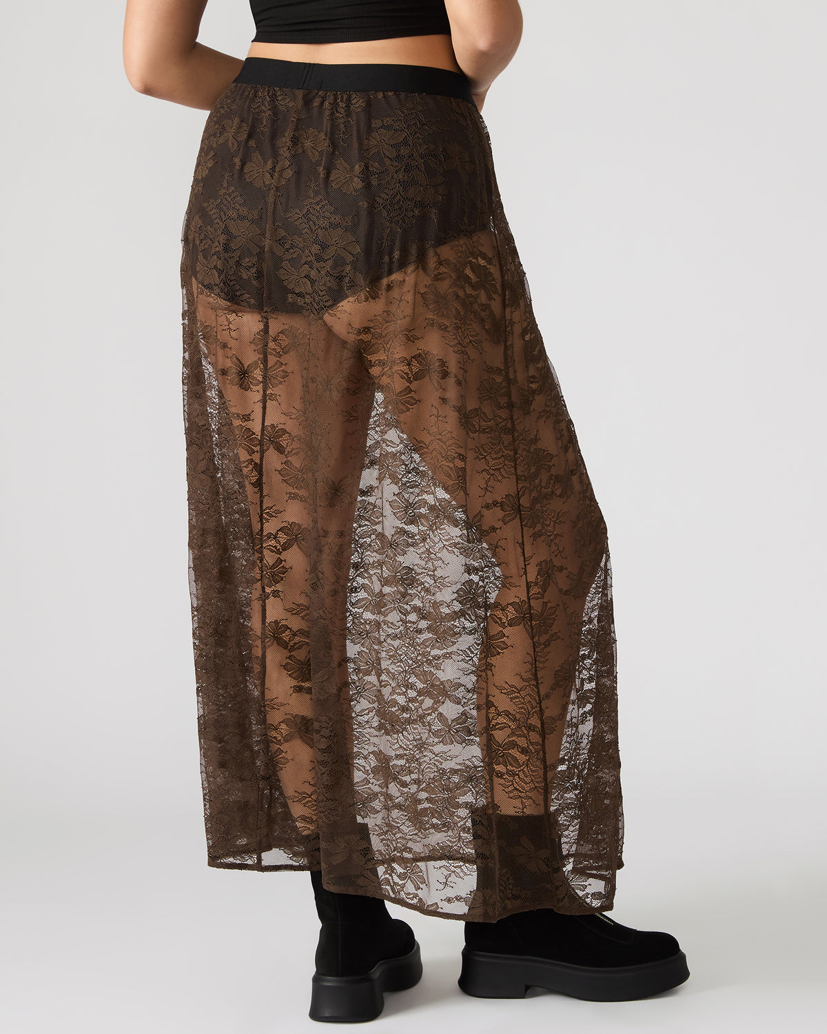 GISELA Dark Espresso Lace Mesh Maxi Women's Skirt Steve Madden DARK ESPRESSO