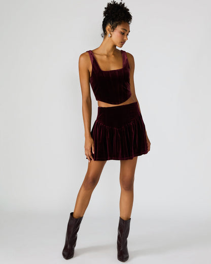 JAYLA Wine Flowy Velvet Women's Mini Skirt Steve Madden WINE