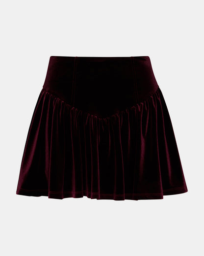 JAYLA Wine Flowy Velvet Women's Mini Skirt Steve Madden WINE
