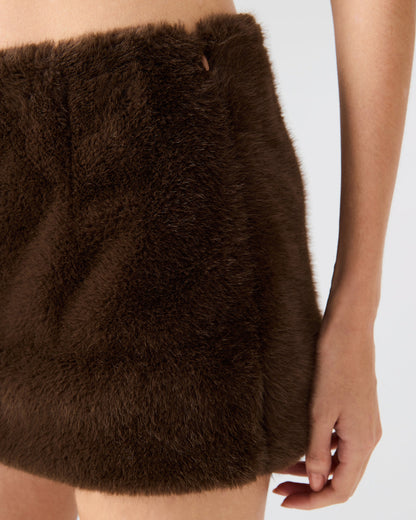 AVIVA Dark Espresso Faux Fur Mini Women's Skirt Steve Madden DARK ESPRESSO